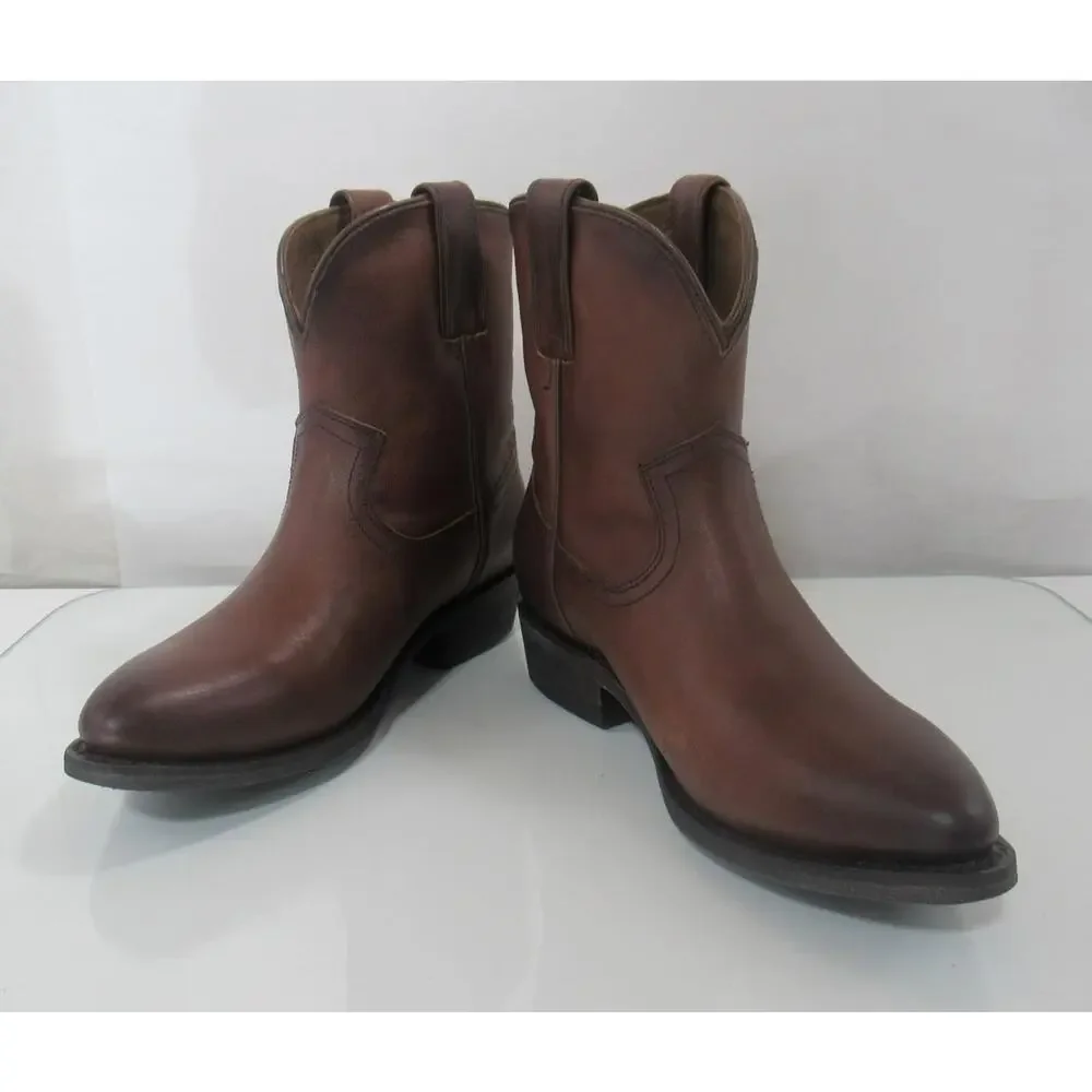Women's Frye Billy Short Western Booties Pull On Ankle Boots Redwood Size 7.5